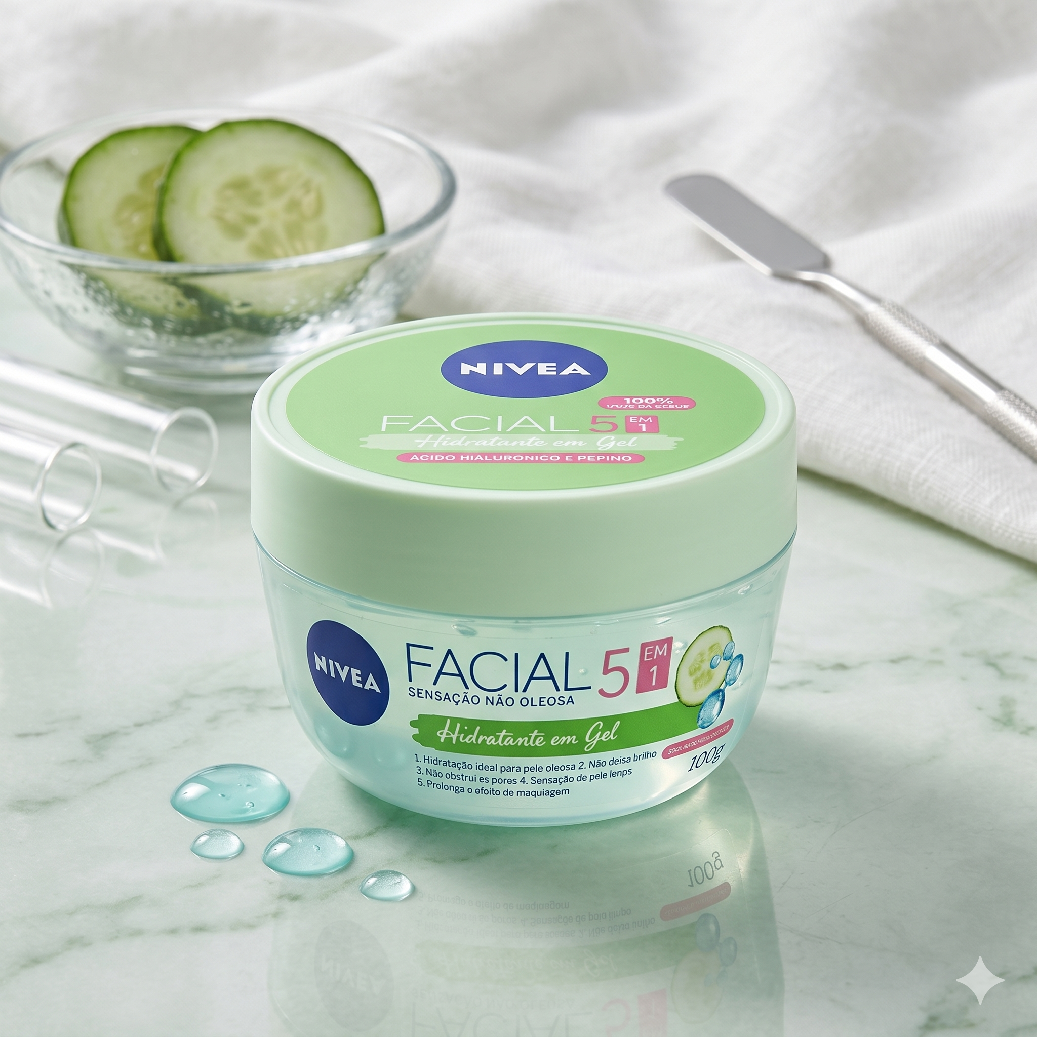 Gel Hidratante Facial Nivea Ácido Hialurônico e Pepino 100g